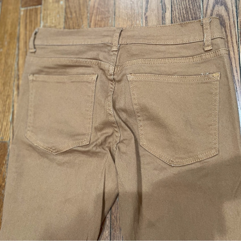 Stylish Tan Distressed Women's Straight Leg Jeans - Picture 2 of 14